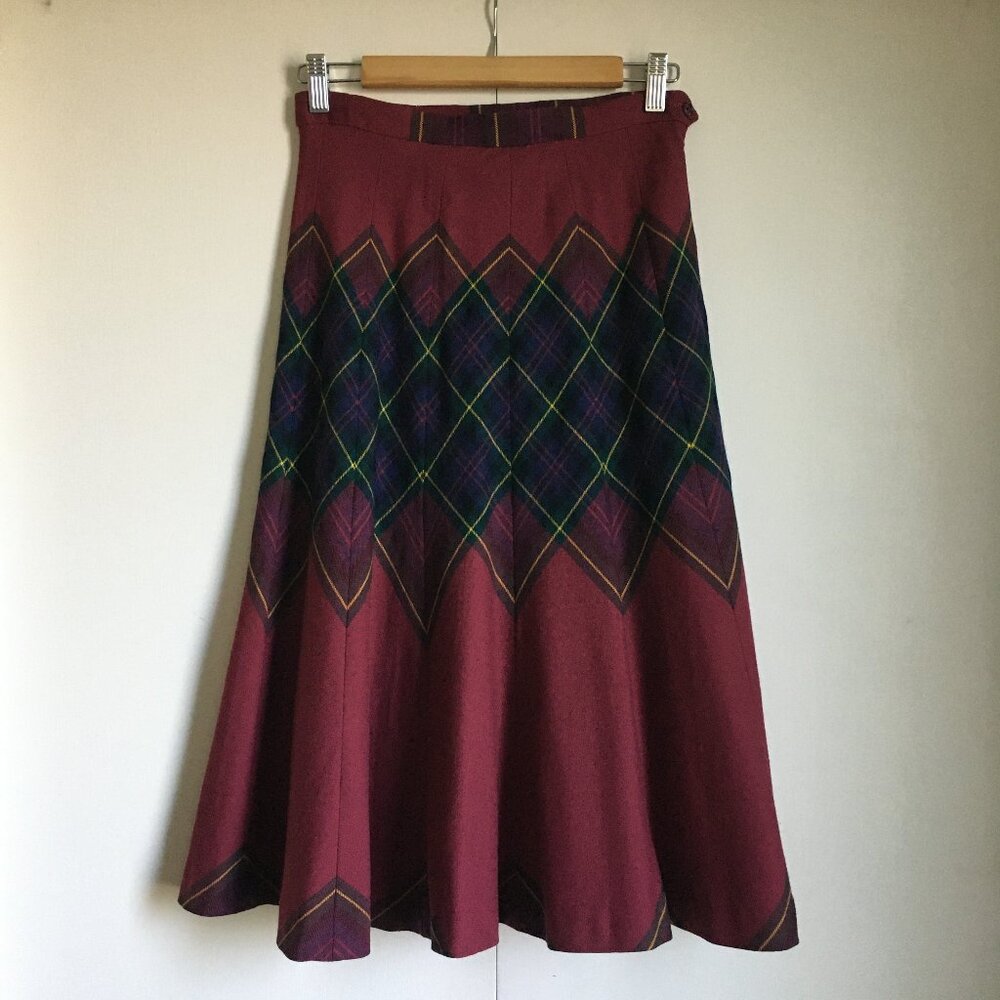 Vtg Highland Queen Maison Mendessolle Pure Wool Diamond Plaid Skirt 10 M Canada
